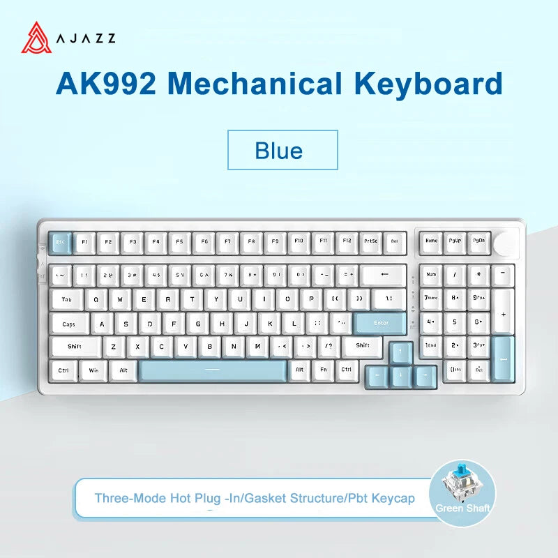 AJAZZ AK992 Mechanische Gaming-Tastatur RGB 100 Tasten Hot-Swap-Tastatur 5.0 Bluetooth Wireless 2.4G USB für PC Gamer Desktop