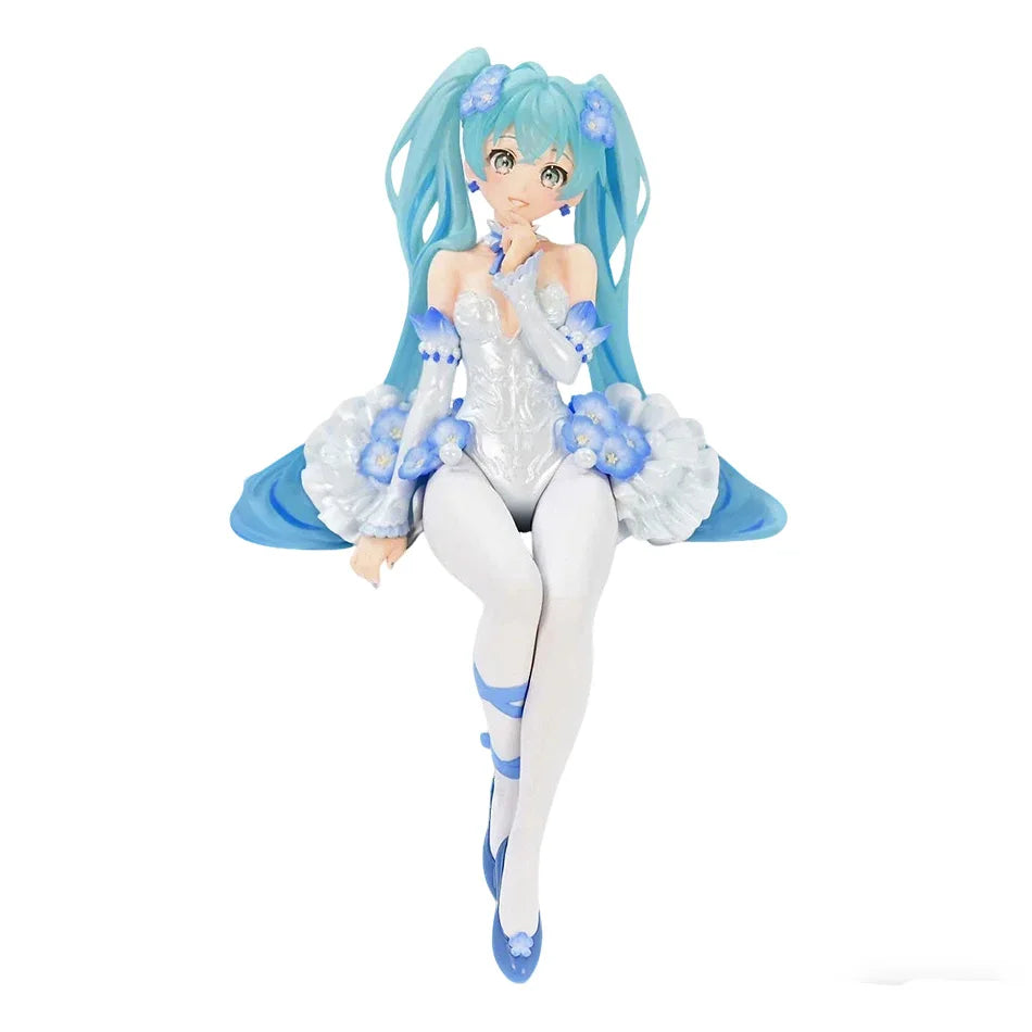 Hatsune Miku Pink Butterfly Flower Fairy Figure 14cm Blue Long Hair Q Version Anime Peripheral Collectible Model