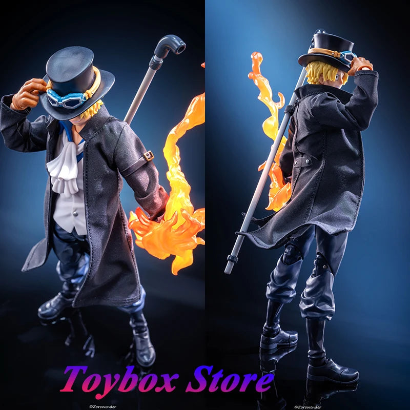 1/12 One Piece Anime Boy Sabo Black Long Windbreaker Coat Clothes Accessory Toys For 6" Shf Man Soldier Body Diy Decoration