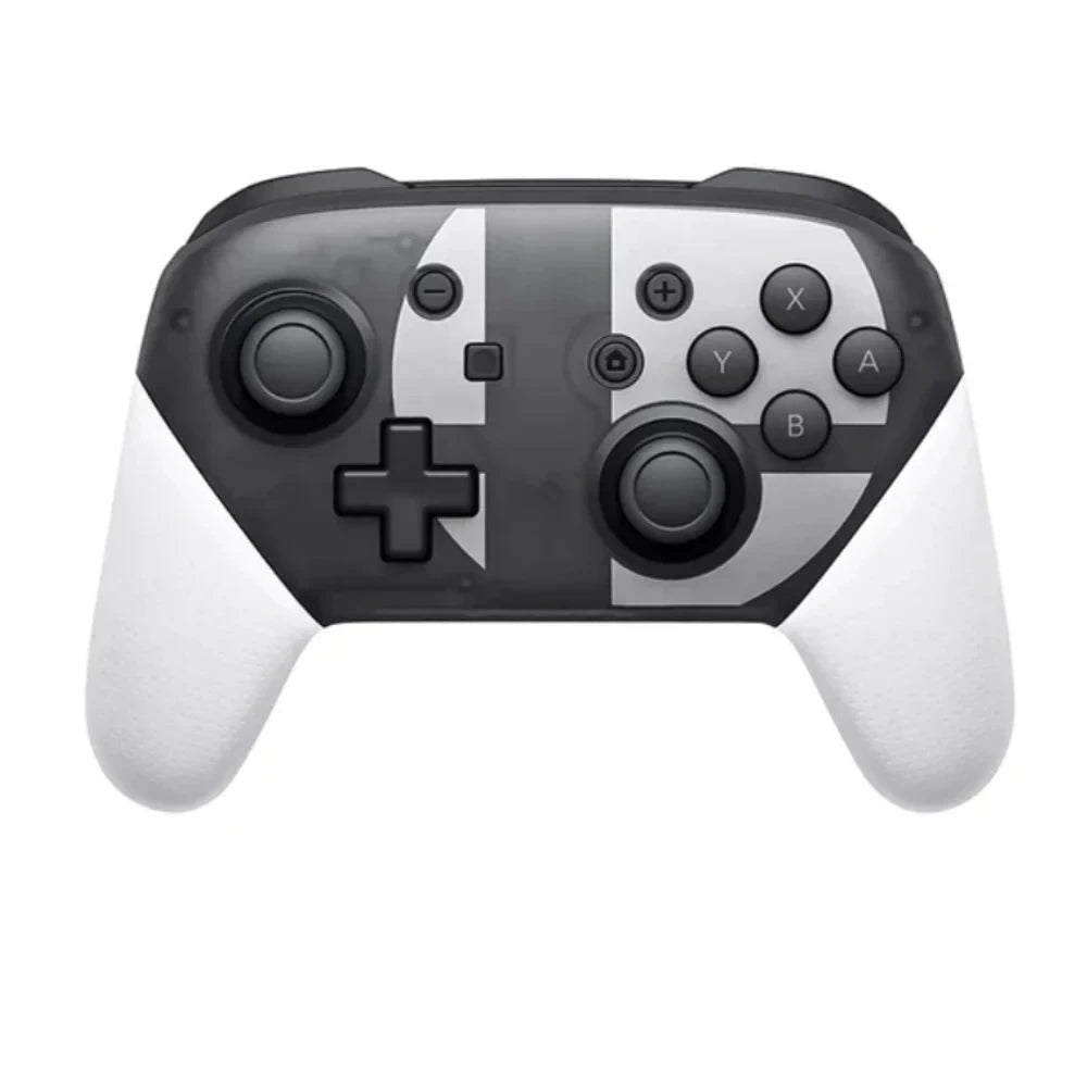 Gaming controller with text indicating no LED light and no NFC function on a white background