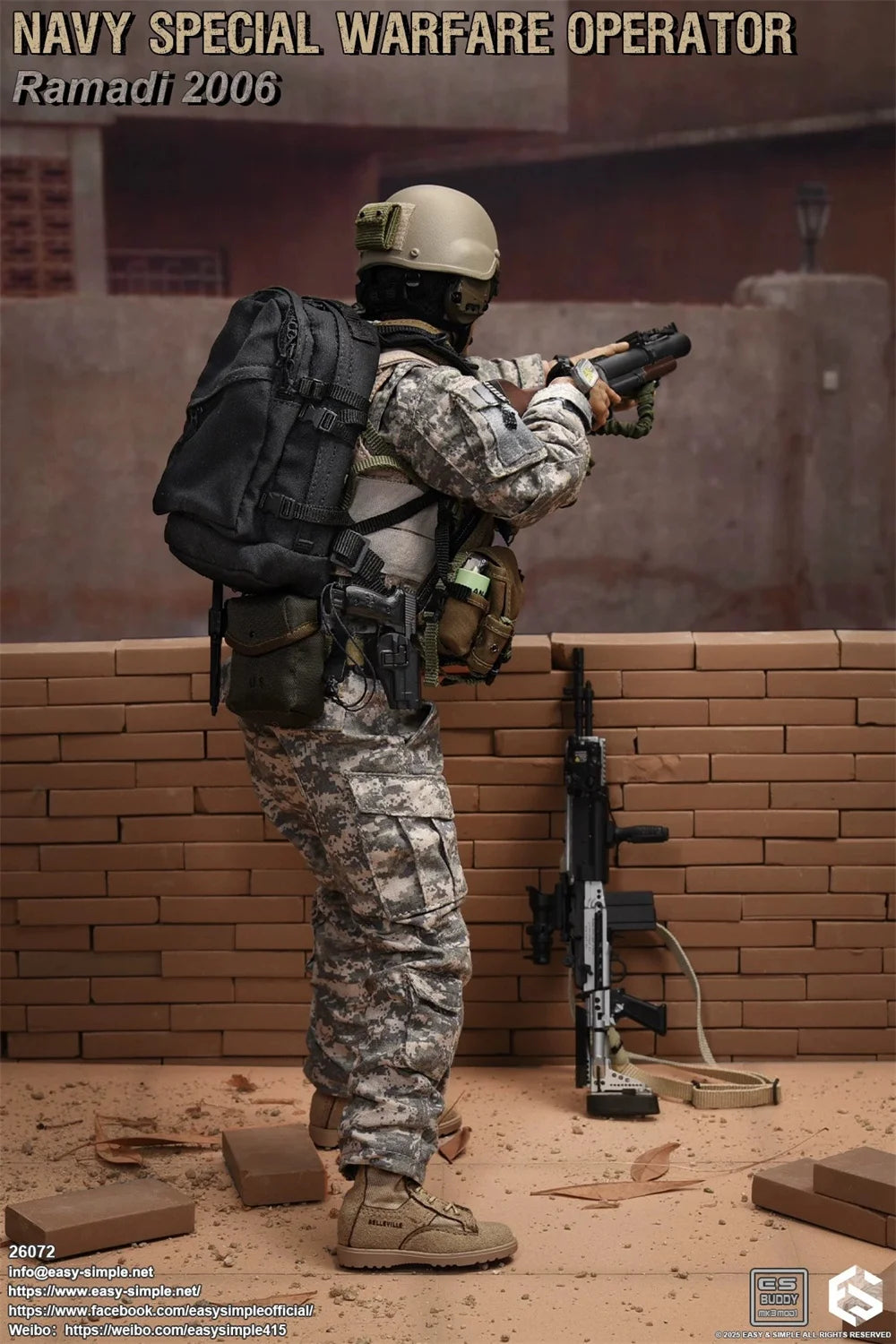 1/6  Easy&Simple ES 26072 US. Soldier Doll Operation Unit Full Set Moveable Action Figure About 12" Gift For Fans