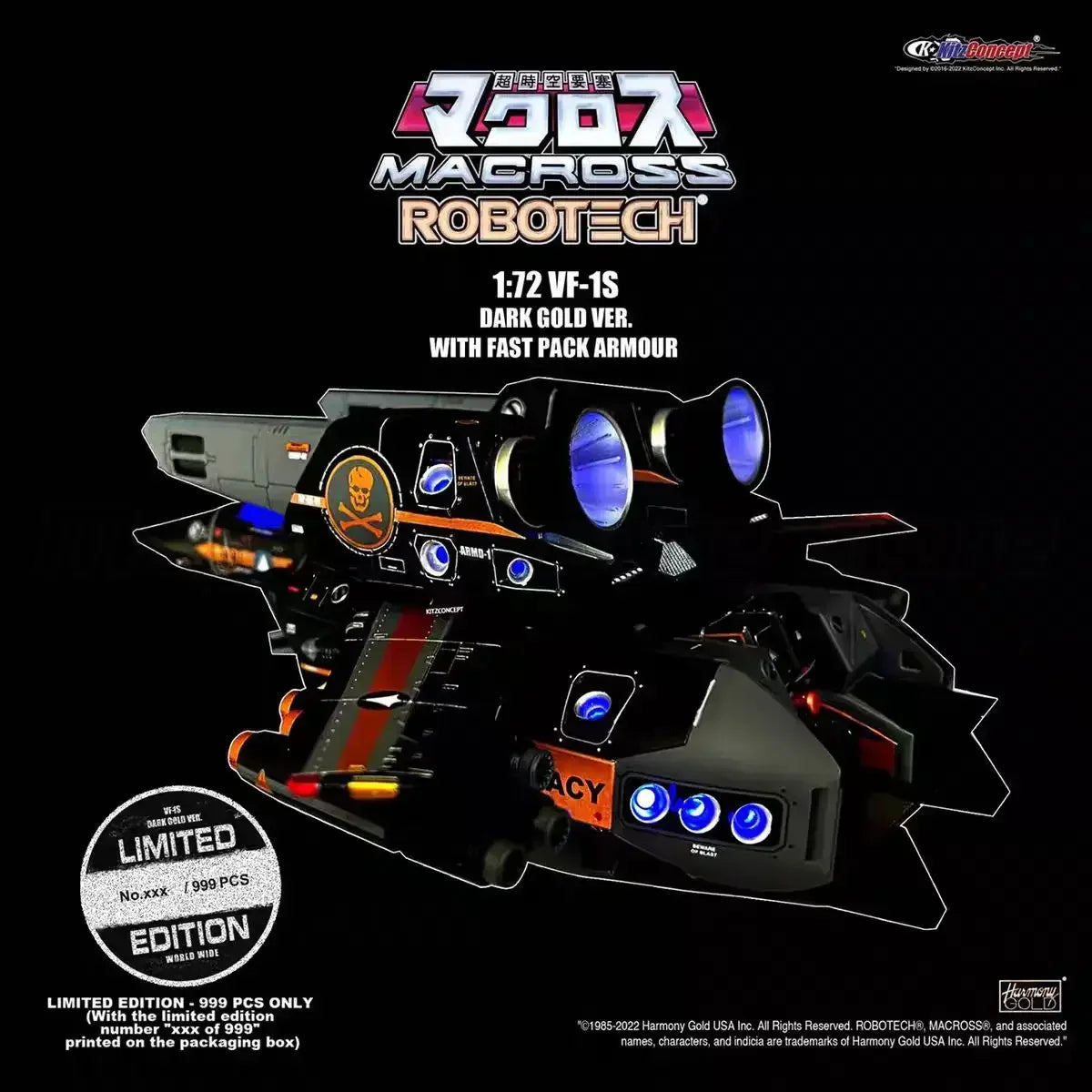 【MT】Original KitzConcept Super Dimension Fortress Macross VF-1S Black Gold 2.5 Version Limited To 999 Sets Worldwide Model Toy