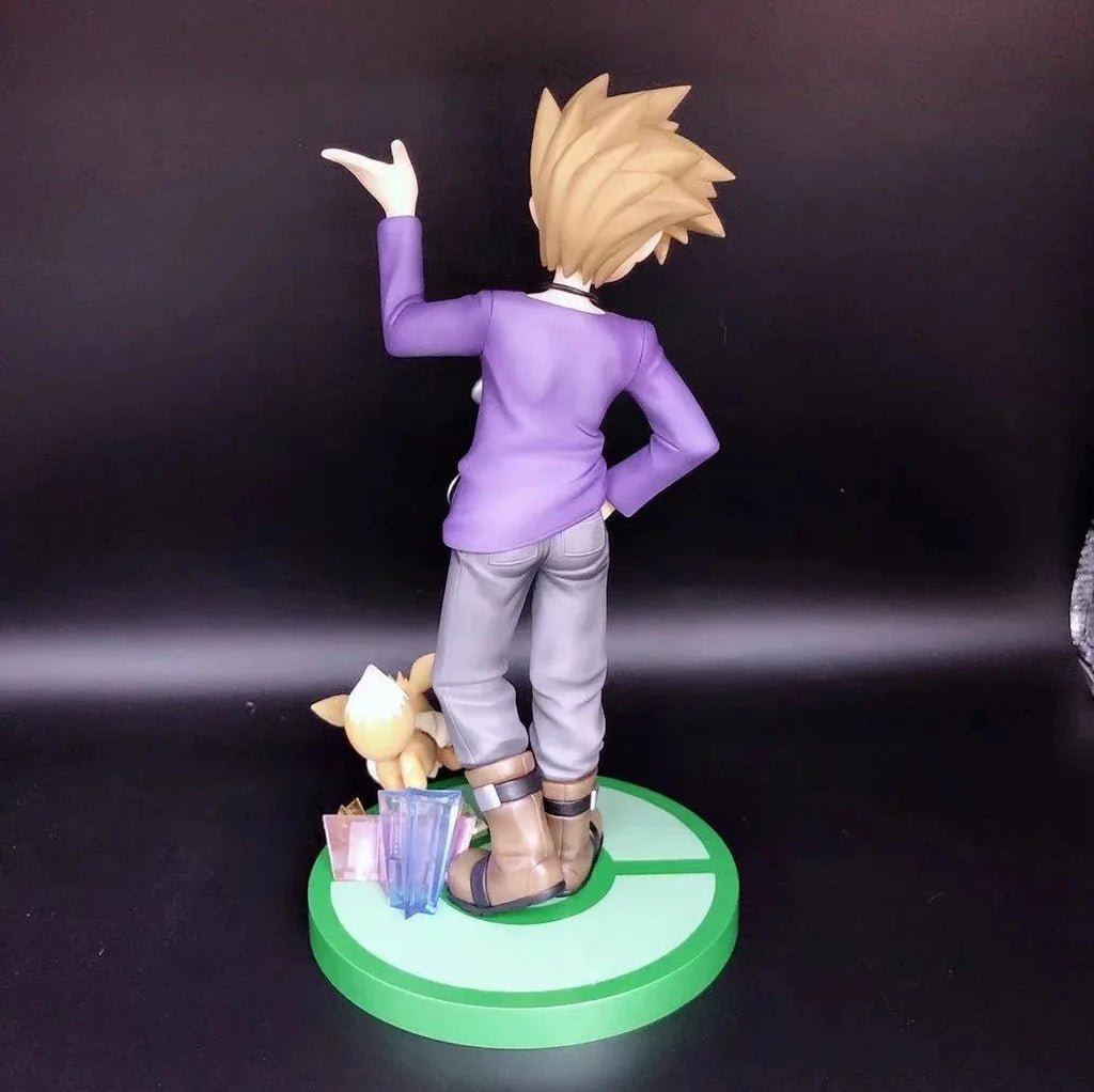 Anime Pokemon Gary Oak Green with Eievui Eevee PVC Action Figure Game Statue Collectible Model Kids Toys Doll Gifts 21cm