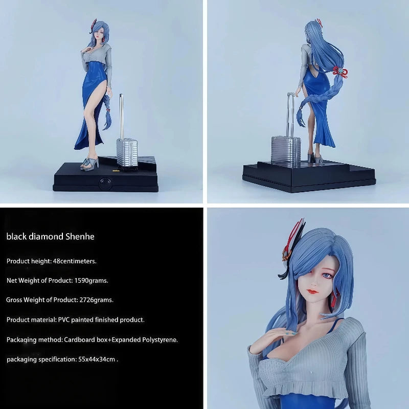 Black Diamond Shenhe Big Scale Anime Figure 48CM Tall PVC Painted Statue Desktop Decor Collectible Model For Genshin Impact Fans