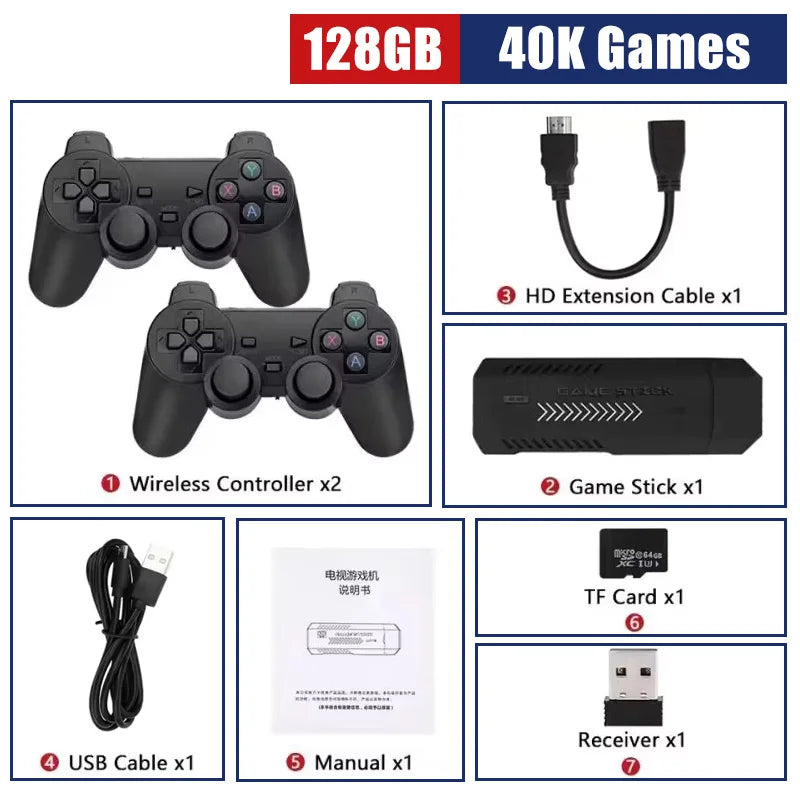 Newly X2 Plus 4K Game Stick 256GB Retro Gaming Console with Wireless Controllers for 4K Classic Games