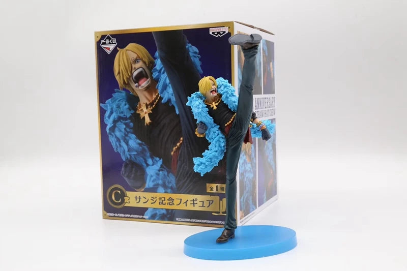 One Piece 20th Anniversary Anime Figures Blue Clothes Luffy Nami Robin Zorro Action Figure Collection Model Toys Birthday Gifts