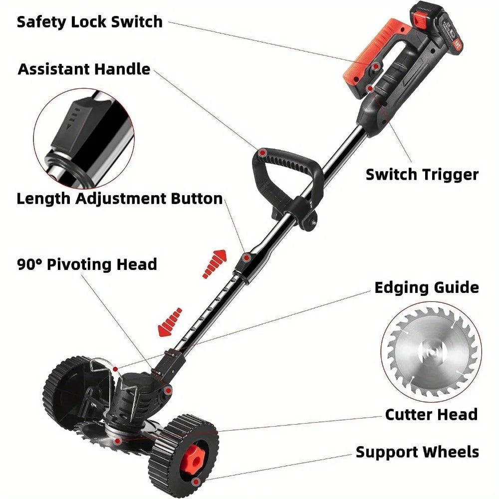 Wheels - equipped Rechargeable Cordless Lawn Mower for Yard Work