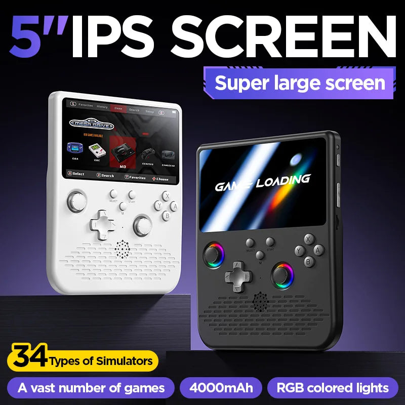 Retro Handheld Games Console Portable Retro Gaming Console Linux System 5.0-inch IPS Screen HD Output 64GB 20000+ Retro Games