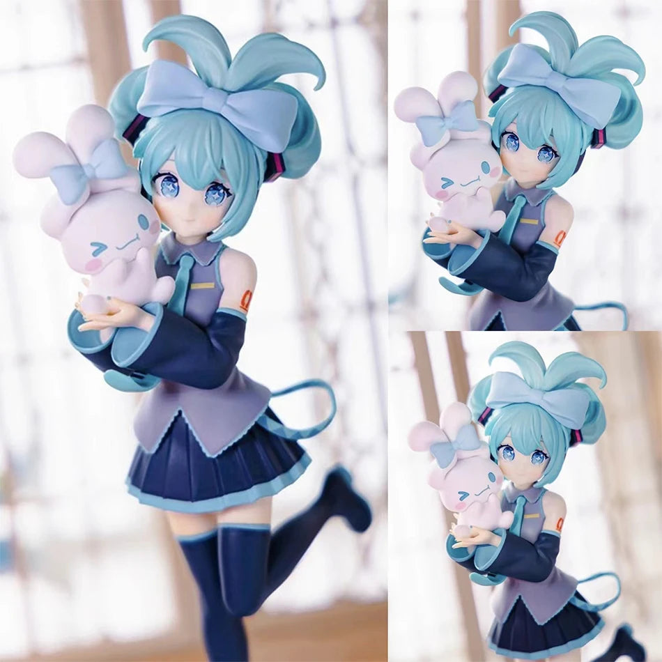 20CM Anime Hatsune Miku X Cinnamoroll Figure Anime Peripheral Collectible Models Decorative Decorations Children Kawaii Gift