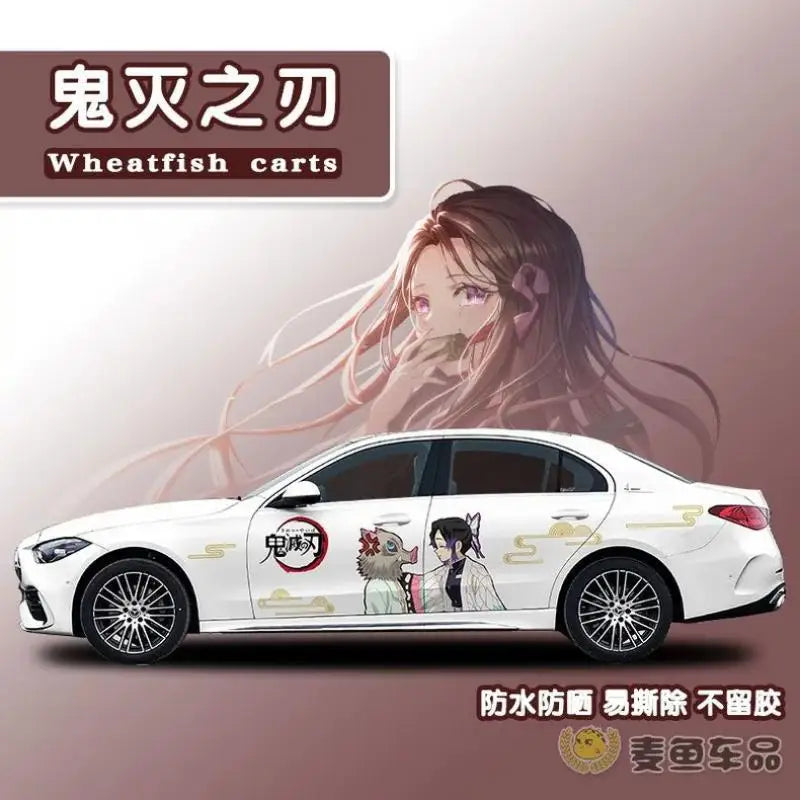 Demon Slayer Sticker Car Body Decoration Car Clothes Diy Cute Kamado Tanjirou Kochou Shinobu Car Decoration Sticker Gift