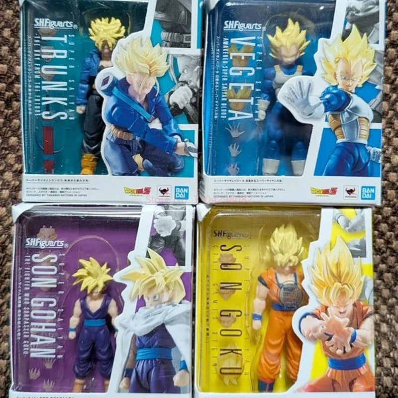 HBandai Genuine Dragon Ball SHF Mini Gashapon 5cm Set Goku/Vegeta/Trunks Anime Figures Desktop  Collectible Toys Boy Gifts
