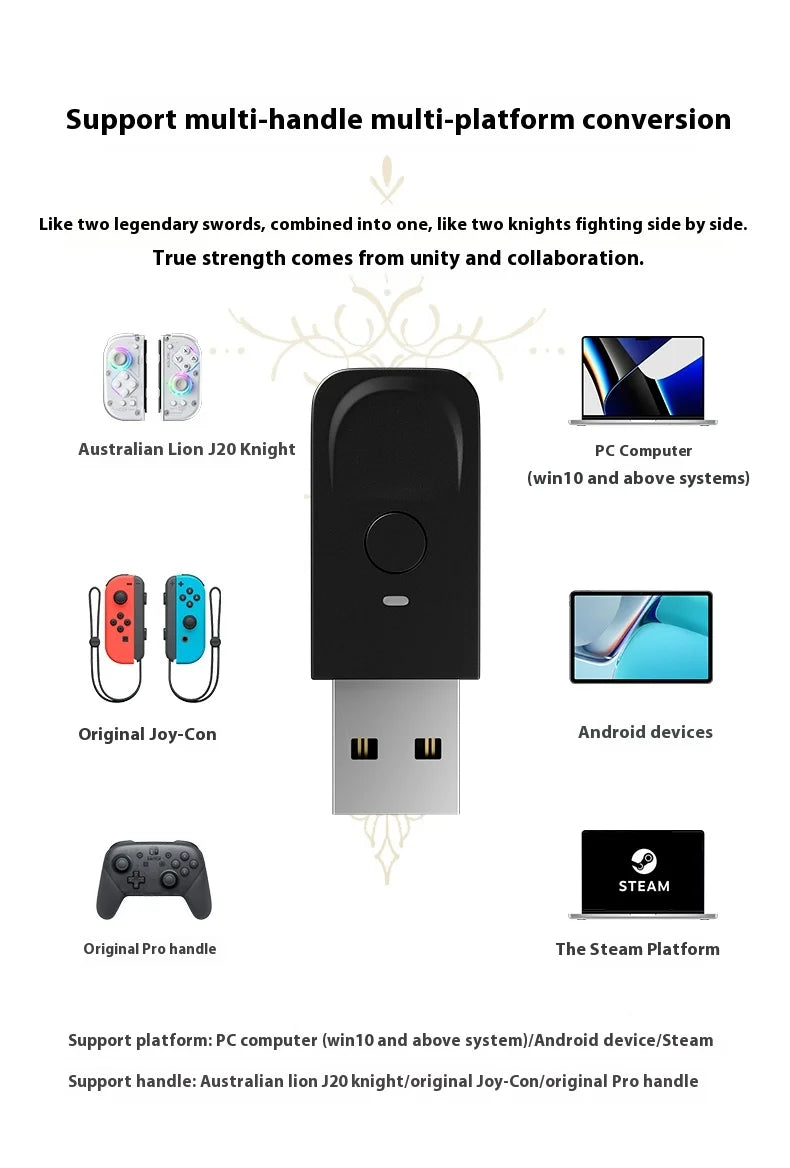 Aolion J20 Wireless Knight Gamepad für links und rechts, RGB-Bewegungssensor, Hall-Joystick für Nintendo Switch 1/2, Controller-Zubehör 