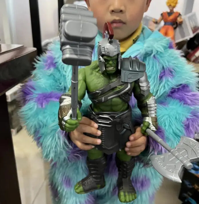 30cm Big Size  Marvel Thor 3 Ragnarok Hands Moveable with Hammer Battle Axe Gladiator Hulk Action Figure Model Toy