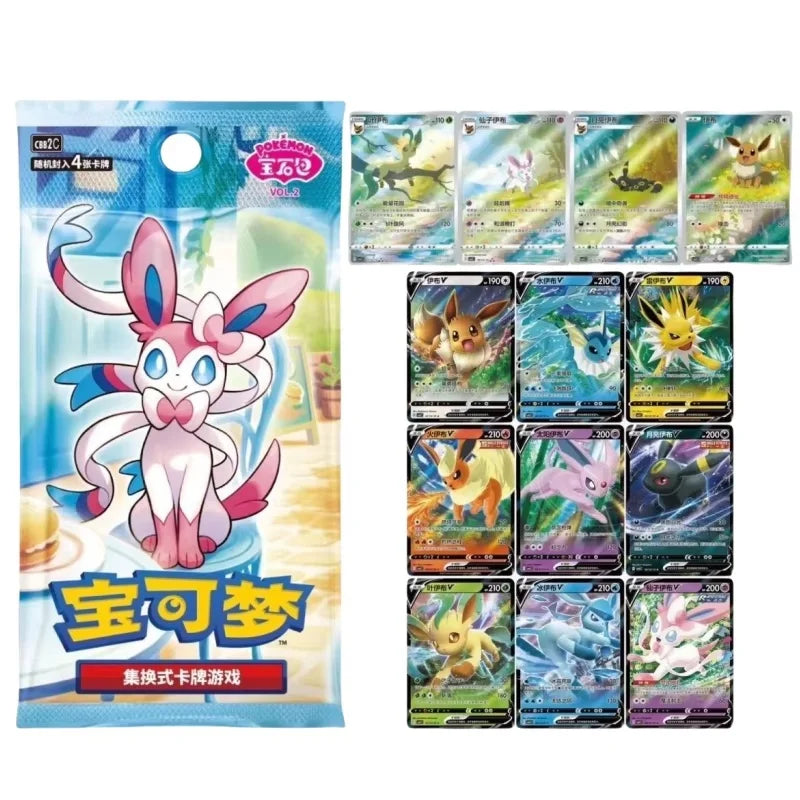 100% Original Card Gem Pack Vol.2 Chinese Tcg Eevee Album Scarlet And Violet Trading Ptcg Bag Box Card Custom Toy Birthday Gifts