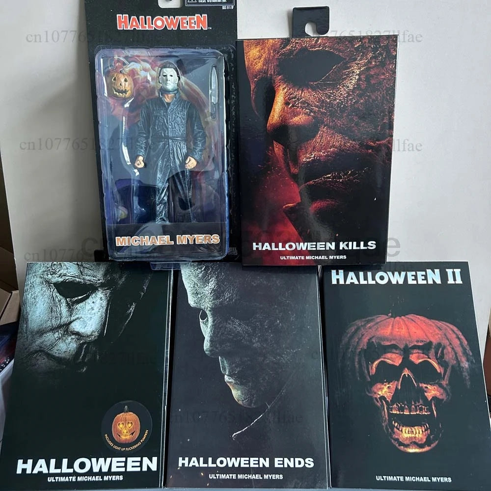 NECA Michael Myers Figur mit LED-Kürbis Halloween II Kills Ends Michael Myers Ultimate Actionfigur Modellspielzeug Gelenk beweglich