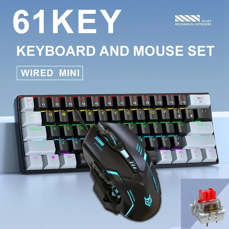 APAYADO K61RGB Mechanische Tastatur &amp; T07 Gaming-Maus-Kombination – Kabelgebundenes RGB-Paket für Gaming/Büro, ergonomisches Design