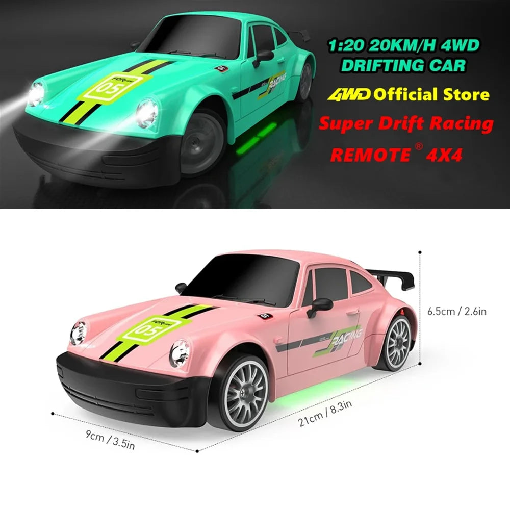 Remote Control Car RC Drift Car 2.4GHz 1:20 4WD 20KM/H High Speed Vehicle with LED Lights Racing Toy for Children Kids Adults