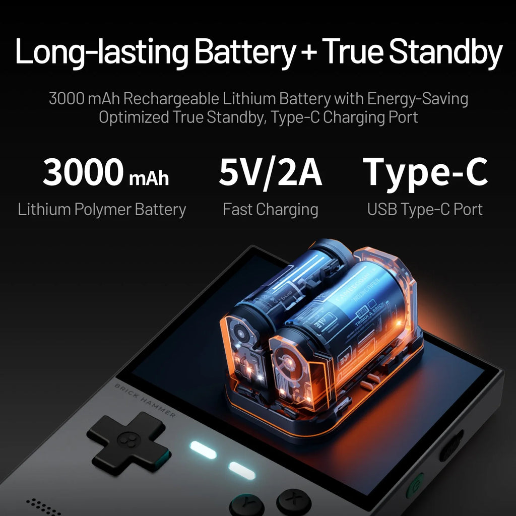 TRIMUI BRICK Hammer Handheld Game Console CNC Aluminum Alloy 3.2''IPS Screen A133P Linux OS LED Lighting Free Keycap Palyer Gift