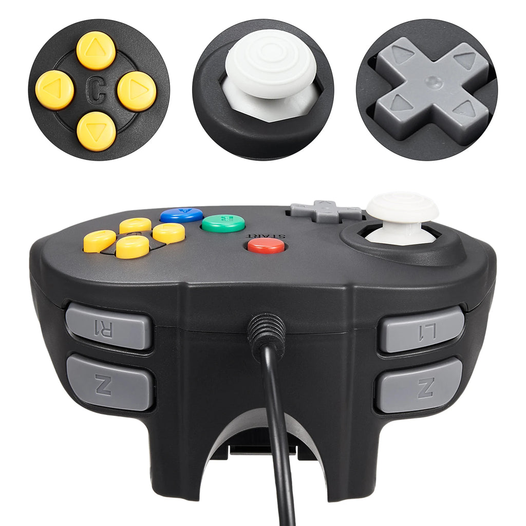 [USB Version]Mini Controller for Classic N64 Games,Wired Gamepad Joystick for Windows PC Mac Raspberry Pi Linux Switch Console