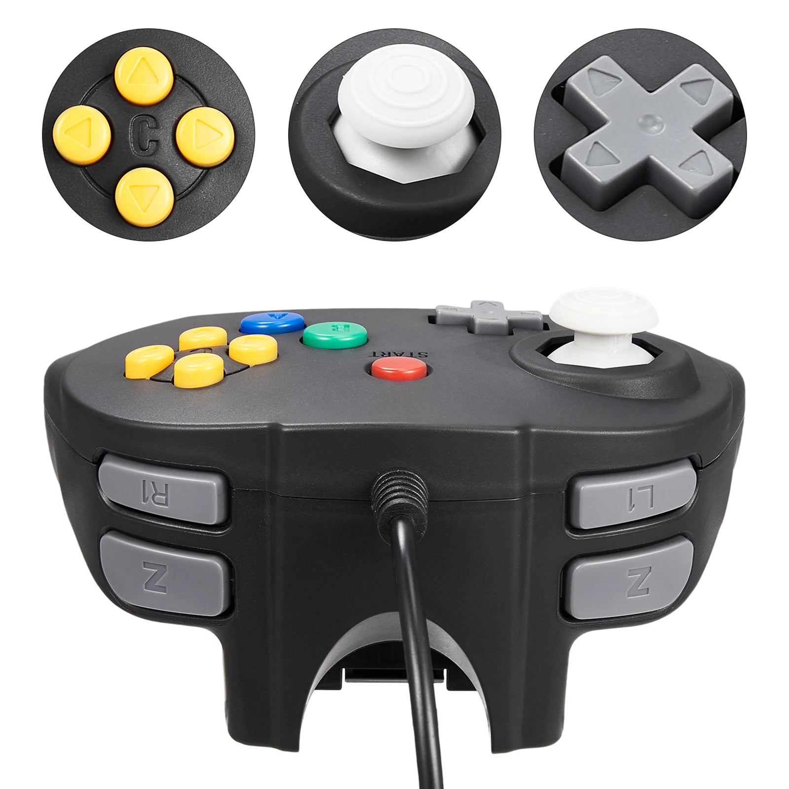 [USB Version]Mini Controller for Classic N64 Games,Wired Gamepad Joystick for Windows PC Mac Raspberry Pi Linux Switch Console