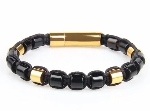 Ailatu 10 teile/los Neue Freundschaft Armband, 6mm Tiger Auge, Lapis Stein, schwarz Onyx Zylinder Perlen Edelstahl Schmuck für Männer