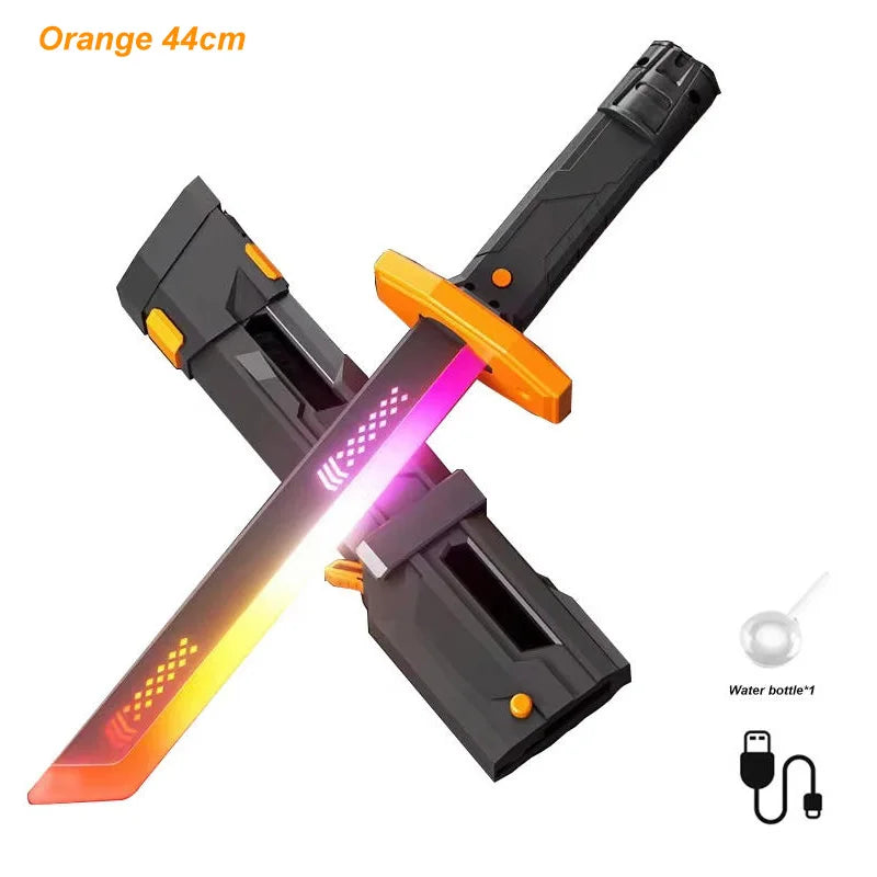 Colorful Streamer Glowing Sword Toys with Spark & Smoke Effect Light Sword Kids Adult Toys Holiday Props Sword Decompression Toy