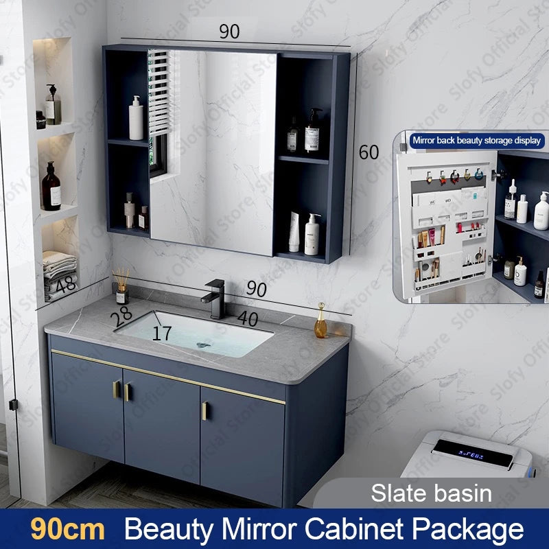 Beauty Mirror Cabinet Integrated With Artistic Ceramic Vessel Sink Multifunctional Bathroom Vanity Modern Bathrooms Furniture