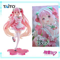 Taito Original Genuine Sakura Miku Coreful Figure Newly Drawn Japanese Style Cafe Hatsune Miku 18cm Model Toy Figures Xmas Gifts