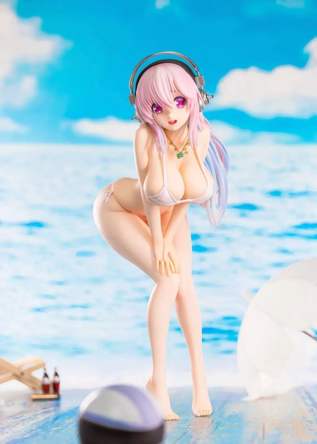 Super Sonico Bikini Style 1/7 Scale PVC Figure 21.5cm - Wave DreamTech Desktop Display Statue, Nitroplus Anime Collectible Gift