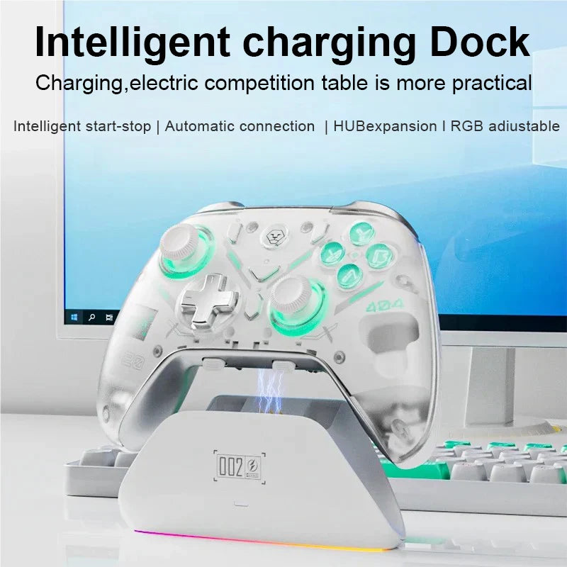 Aolion K20 RGB Wireless Gaming Controller Hall Effect Joystick Trigger For Nintendo Switch 2/PC/Phone With Charging Dock Gamepad