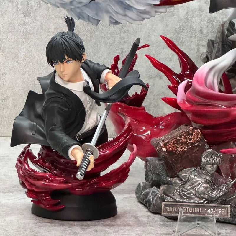 Niren Studio Chainsaw Man Hayakawa Aki With LED 1/6 Resin Statue 61cm Anime Model Action Figure Figma Figurine Collectible Toy