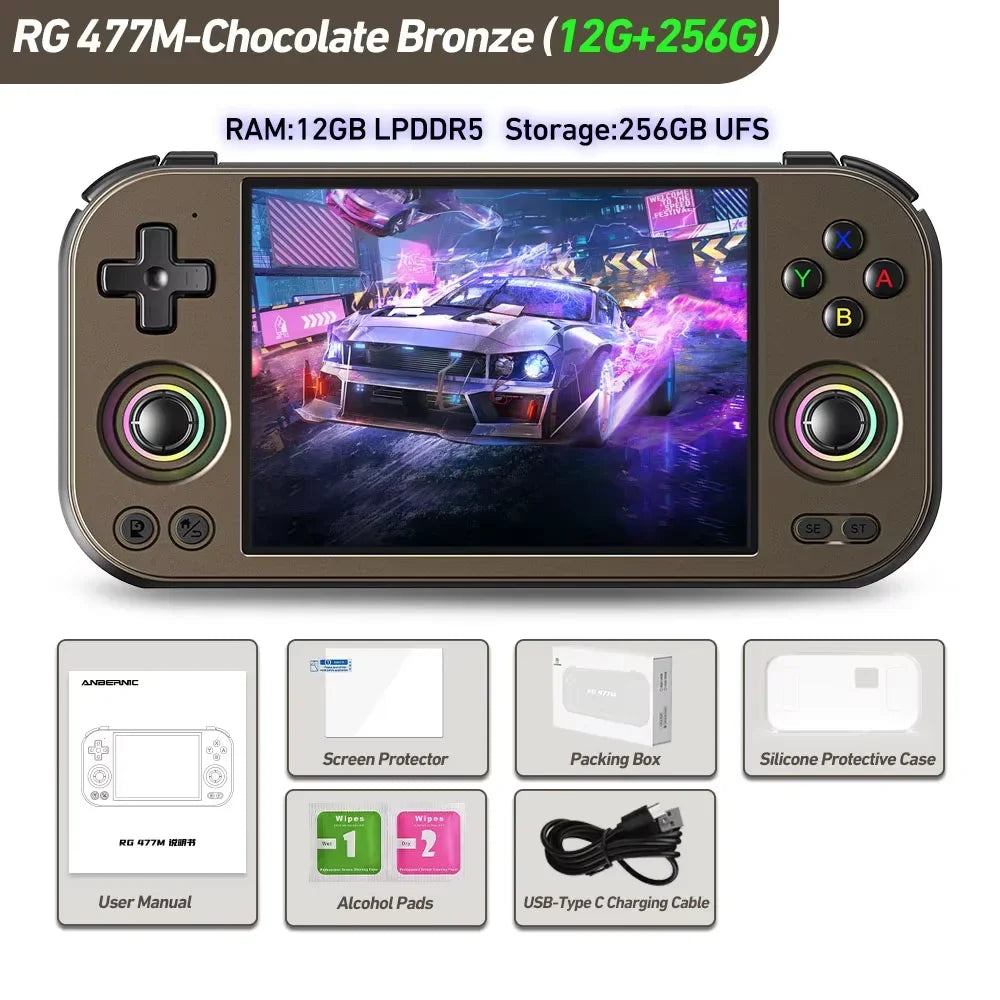 ANBERNIC RG 477M Retro Handheld Game Console 4.7-inch LTPS 64 Bit Game Player Dimensity 8300 Online Multiplayer Streaming RG477M