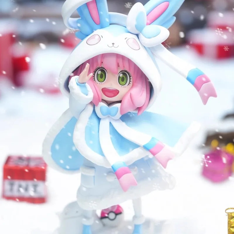 19cm Spy×Family Kawaii Model Anya Forger Cos Sylveon Anime Figure Pokemon Beautiful Girl Doll Decoration Children Toy Xmas Gifts