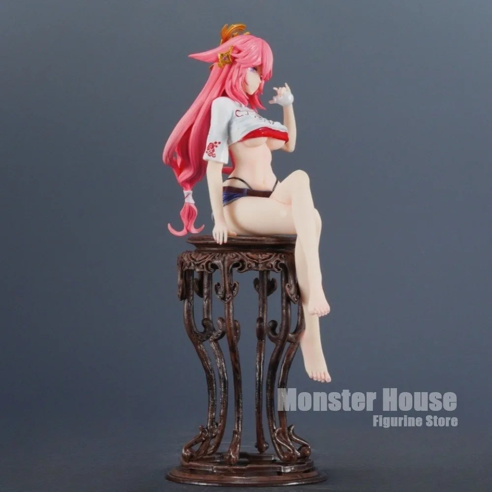 24cm/9.45in Anime Genshin Impact Figure Yae Miko Action Figures Pvc Statue Desktop Ornamen Collection Model Toys Gifts