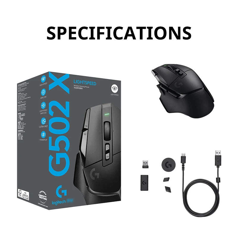Logitech G502X PLUS Wireless Gaming Mouse Lightspeed 25K Hero Optical Sensor E-Sports Gaming Mouse For PC Gamer Accessoires Gift