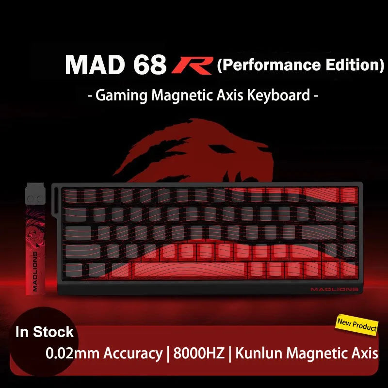 MADLIONS MAD 60/68HE Gaming-Tastatur mit magnetischem Schalter, kabelgebunden, Key Web Drive, benutzerdefiniertes 8K 61/68 Return RT, einstellbarer Tastenanschlag, Hot Swap