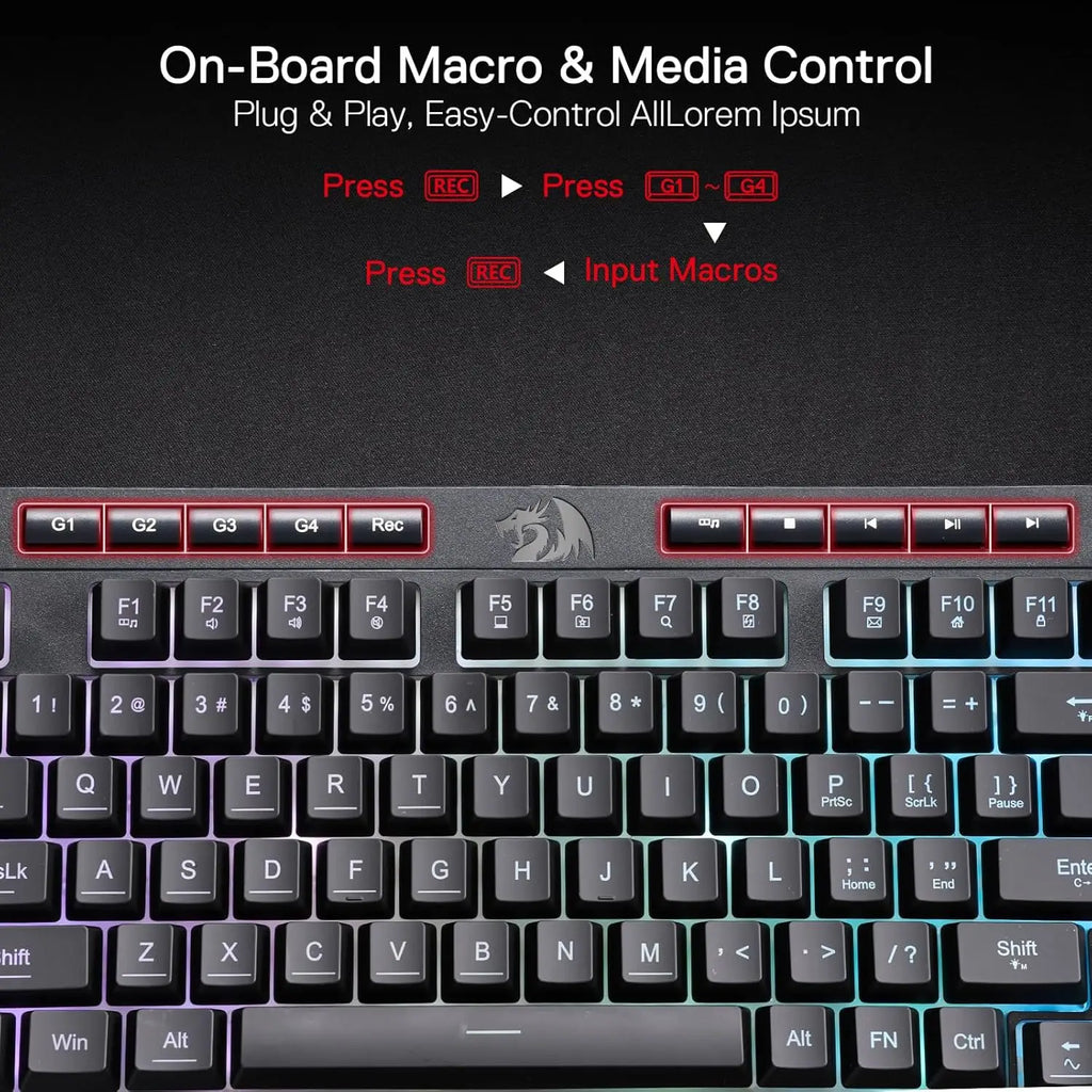 Redragon K515 Shiva RGB Membran Gaming 98 Tasten Mechanische Abnehmbare Handballenauflage Glatte Linearschalter-Tastatur