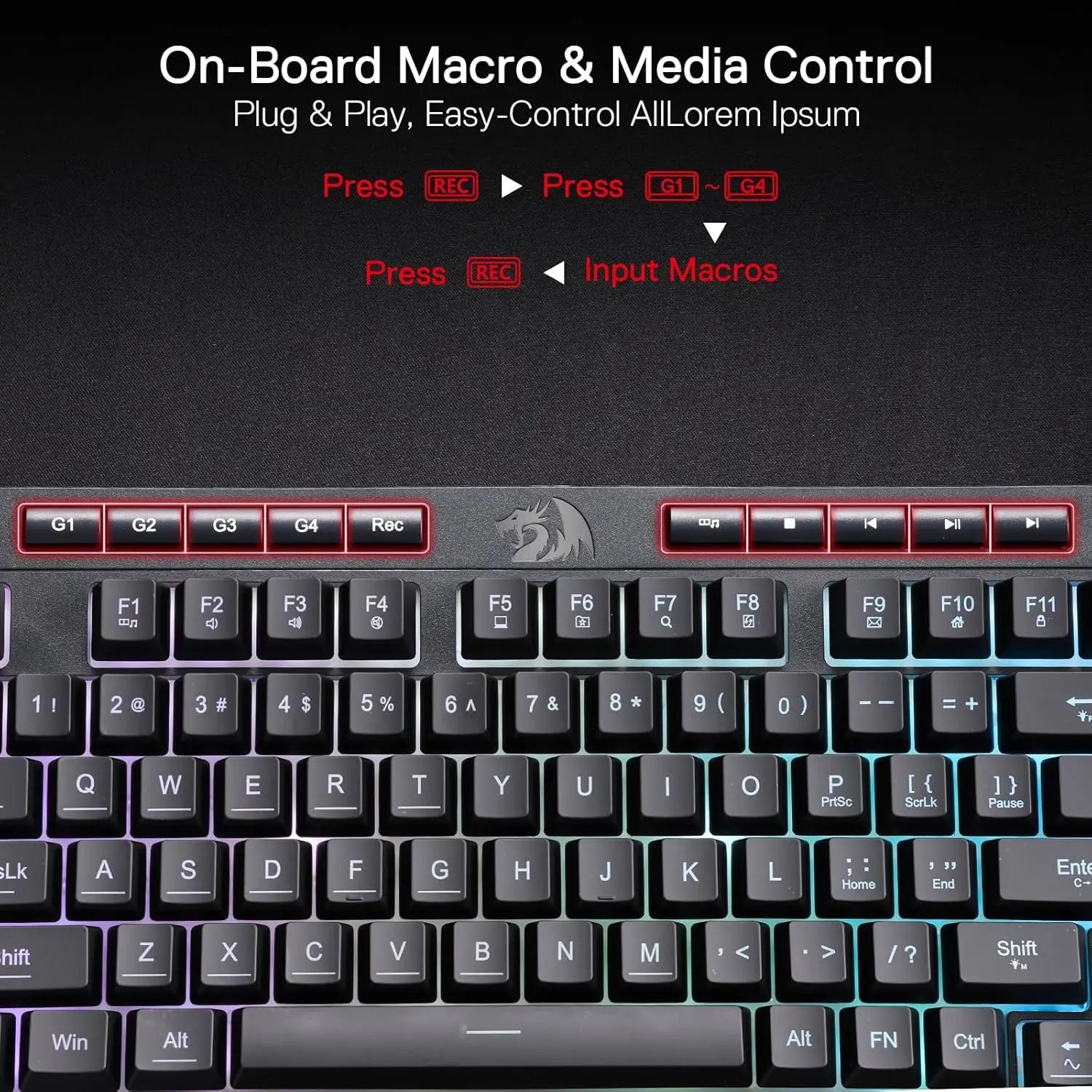 Redragon K515 Shiva RGB Membran Gaming 98 Tasten Mechanische Abnehmbare Handballenauflage Glatte Linearschalter-Tastatur