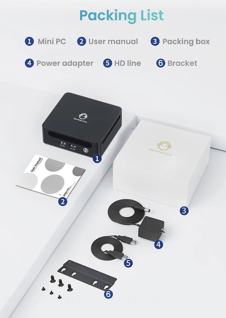 GenMachine AMD Ryzen 7 5875U Windows 11 Ryzen MINI PC DDR4 WIFI6 RTL8852, BT5.2 diy gaming computer gaming pc Ordenador mini pc