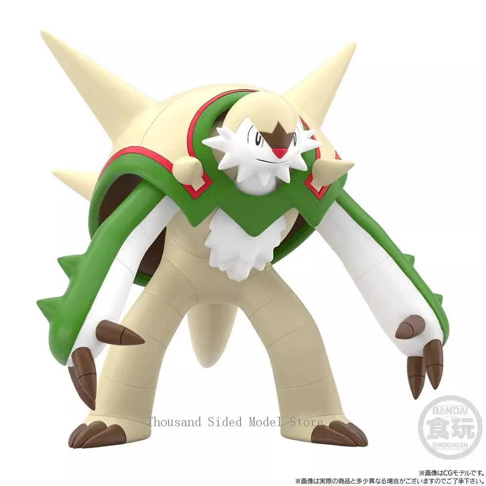 Original Bandai Pokemon Scale World Calem Delphox Chesnaught 1/20 Shokugan Anime Figure Model Collectible Toys 7.5CM