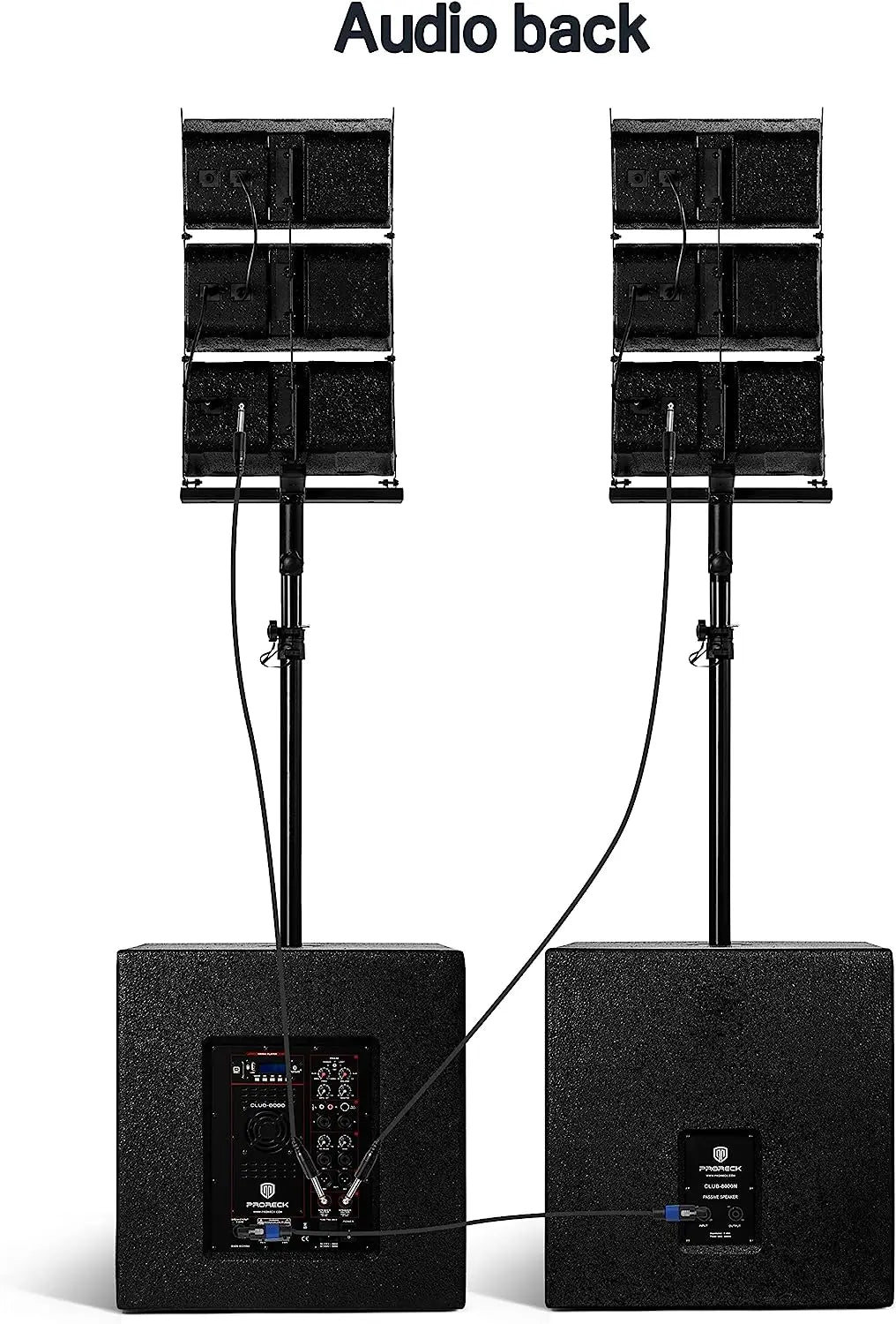 PRORECK 18-Zoll-8000-W-PMPO-Stereo-Bluetooth/DJ/Powered PA-Lautsprechersystem-Kombiset mit zwei Subwoofern und 6 Line-Array-Lautsprechern