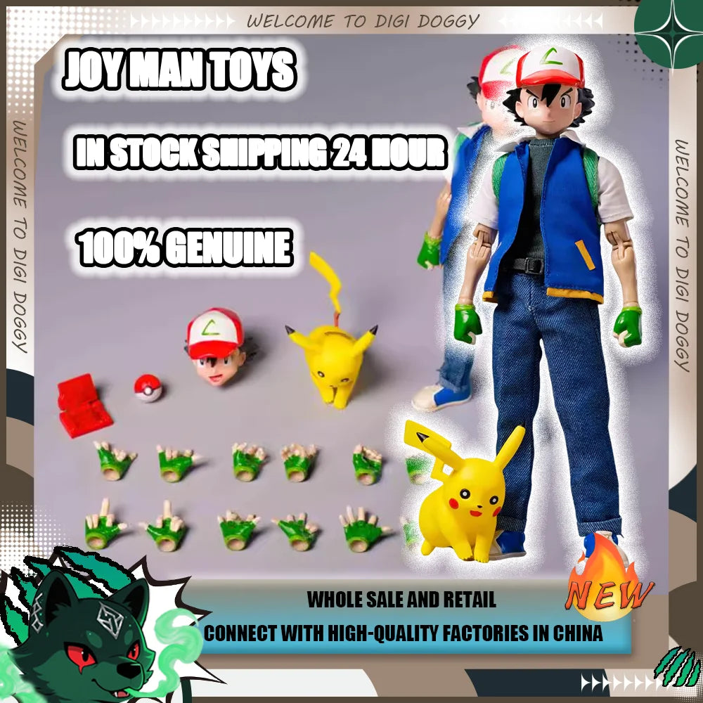JoyMan Joy Man Toys Pokemon Ash Ketchum figuras 1/12 Pocket Monster Anime Figure Pvc Action Figures Figurine Toys Custom Gifts