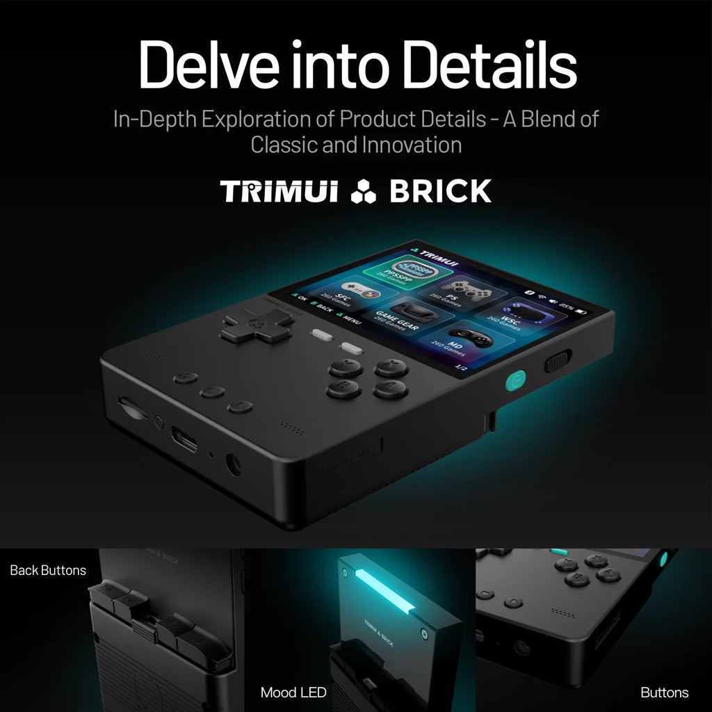Trimui BRICK AMPOWN Handheld Game Console 3.2''IPS Screen Linux System Joystick RGB Lighting Retro Video Game Player UI Metal