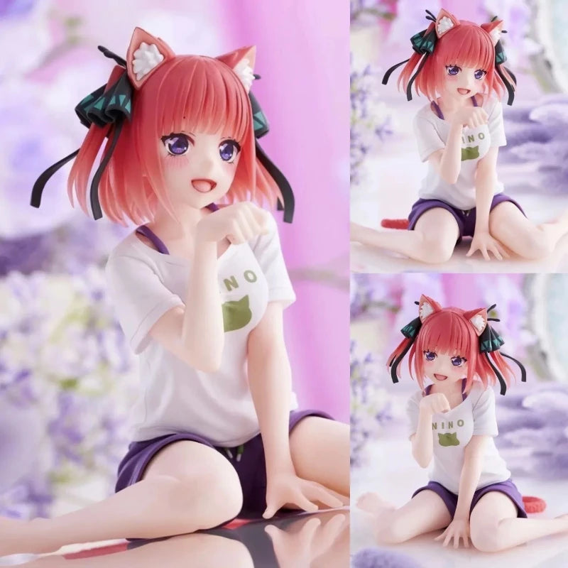 Anime The Quintessential Quintuplets Action Figures Nakano Nino Figurine Cat Nakano Miku Figure Model 12cm PVC Desktop Cute Toys