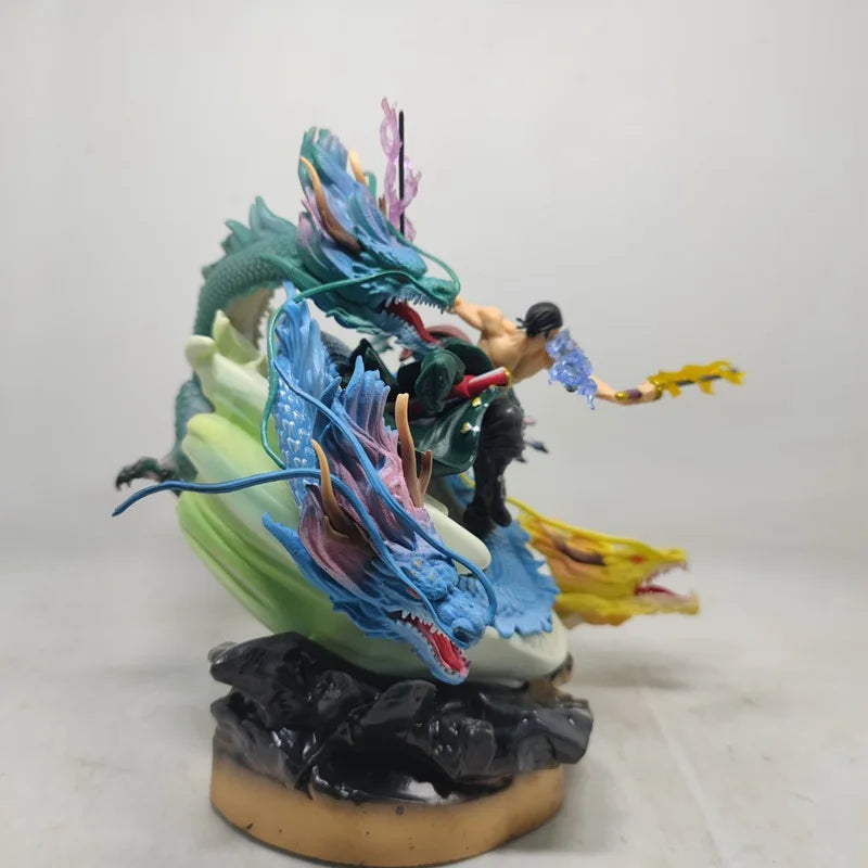 27cm One Piece: Three Dragons Zoro - Dragon Twister & Black Pearl Style Anime Figure Model Statue Collection Desktop Decoration