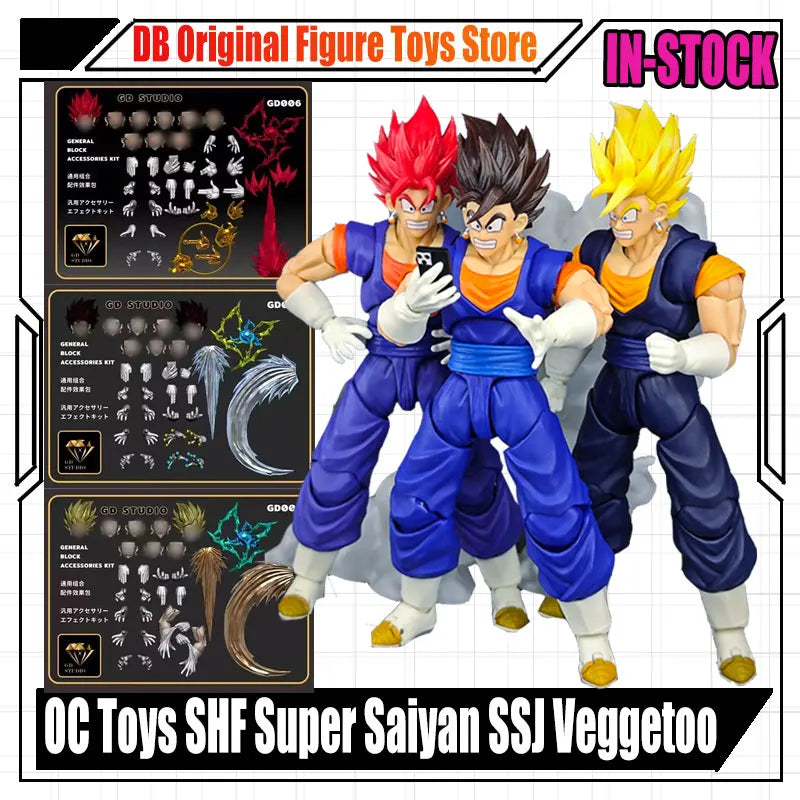 OC Toys Dragon Ball SHF Super Saiyan SSJ Veggetoo Son Goku Vegito 3.0 Figure Body Anime Action Figures Models Gifts Toys