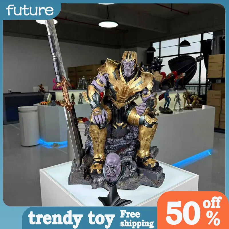 1/4 The Avengers Figure Thanos Sitting Posture Magnetic Suction Anime Model Resin Desktop Ornament Decorations Kids Toys Gifts