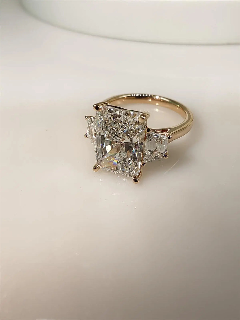 14K real gold laboratory grown 4-carat Radine 3-stone diamond ring engagement ring women's rose gold wedding diamond ring custom