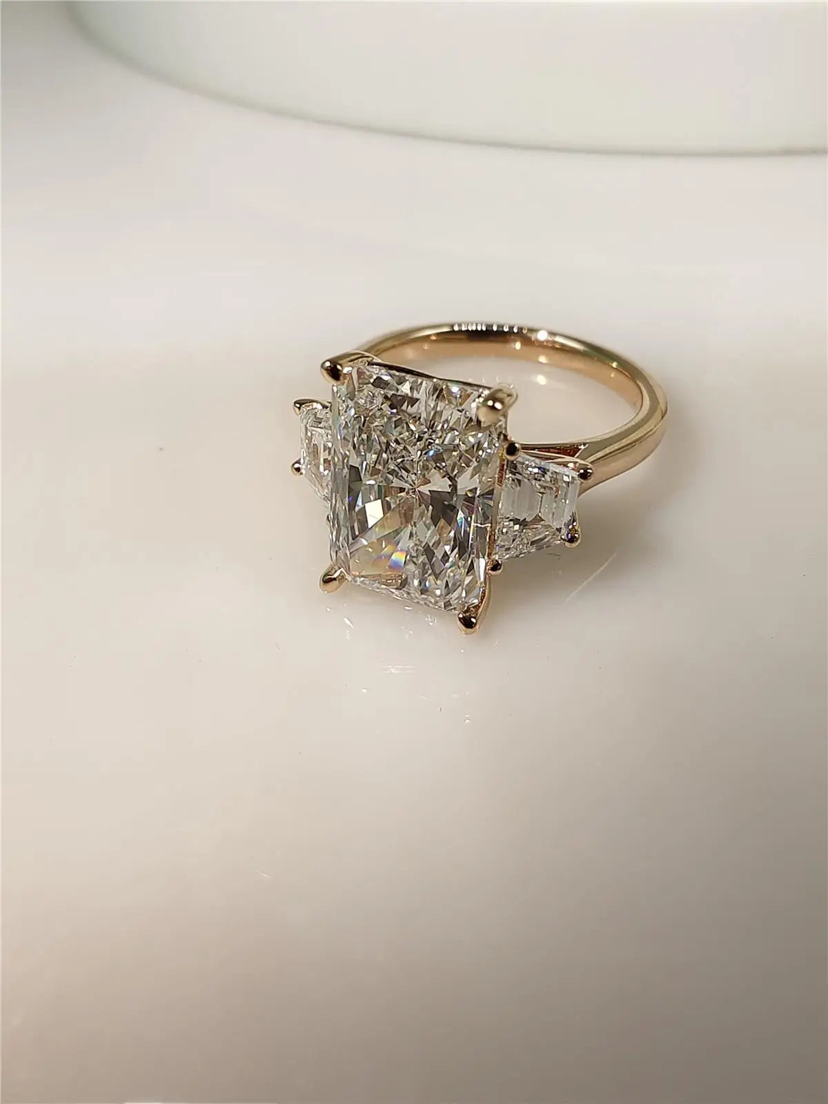 14K real gold laboratory grown 4-carat Radine 3-stone diamond ring engagement ring women's rose gold wedding diamond ring custom