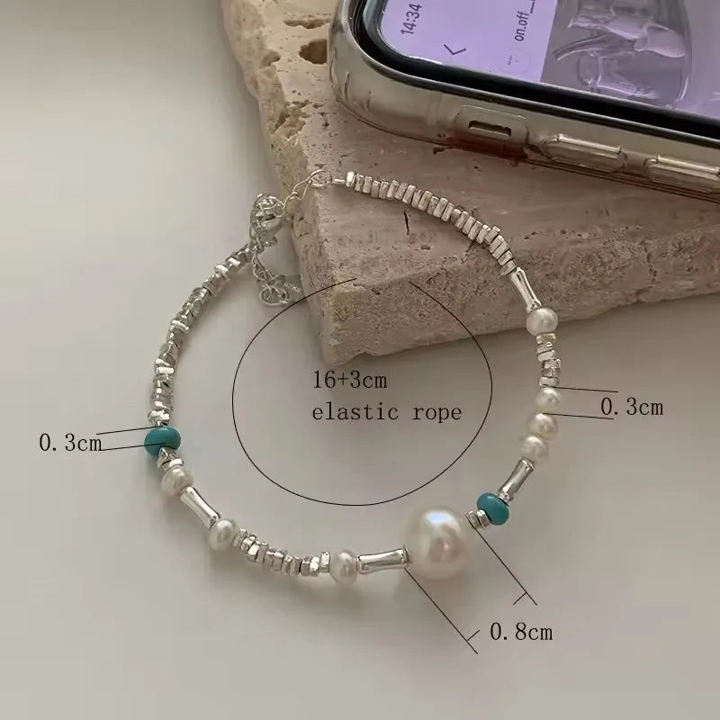 VENTFILLE 925 Sterling Silver Natural Turquoise Square Bead Bracelet For Women Gift Crushed Silver Jewelry Dropshipping